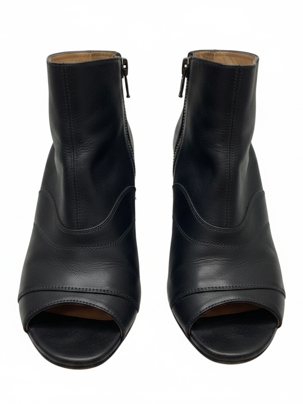 Chloe Black Leather Peep-Toe Ankle Booties 40.5 US 10